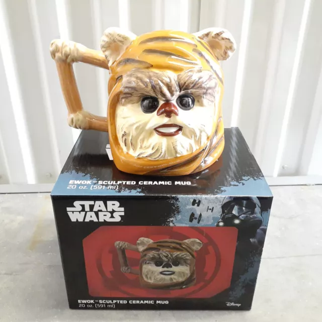 Star Wars Jabba The Hutt & Ewok Sculpted Ceramic Coffee Soup Mug Cup 20oz Vandor 2