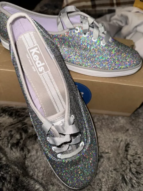 Keds CH Sparkle Silver Women’s Size 8.5 Glitter Sneaker Shoe