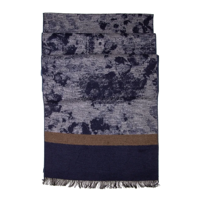 Winterschal Seidenflanell Batik marineblau dunkelblau - sanft wie Kaschmir 100%