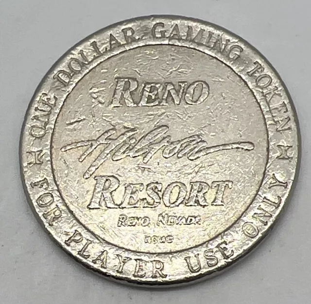 Reno Hilton Resort Hotel Casino Nevada NV $1 Slot Gaming Token 1990