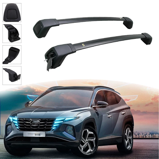 2P BLACK CROSS Bars For Hyundai Tucson 20222024 Accessories Roof Rail