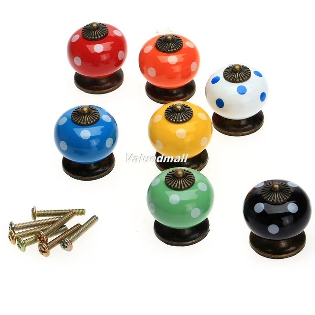 Retro Ceramic Door Cabinet Cupboard Drawer Knob Dot Knob Pull Handle Home Decor