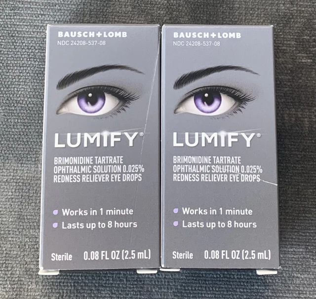 2PACK LUMIFY Redness Reliever Eye Drops 0.08 oz (2.5ml) each EXP
