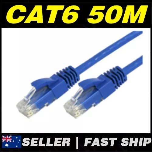 1 x 50m Blue Cat 6 Cat6 1000Mbps  RJ45 Ethernet Network LAN Patch Cable