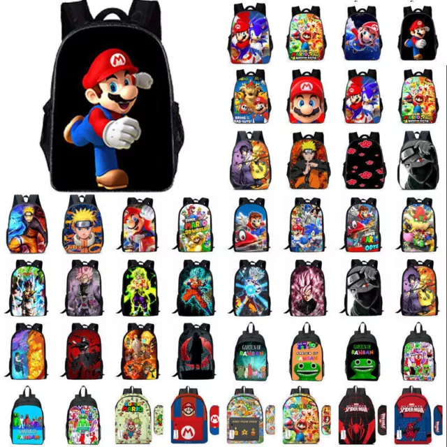 Kid Boy Girls Spiderman Print Backpack Rucksack Large Capacity School Book Bag.