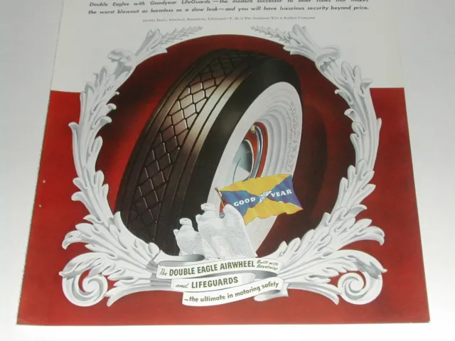 1940 GOODYEAR TIRE advertisement, Double Eagle whitewall tires