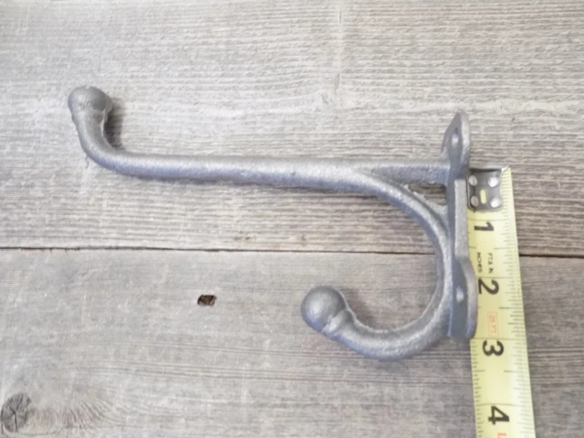 2 Large Harness Hooks Rack Coat Hat Wall Cast Iron Barn Heavy Duty 7 1/2" Long 3