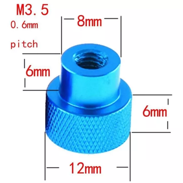 2pcs M3.5 0.6mm Pitch Colorful Aluminum Alloy Nuts Blind Hole Nut 12mm Head Dia