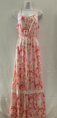 Mossimo Supply Co. Red White Floral Spaghetti Strap Maxi Dress Size Small GUC