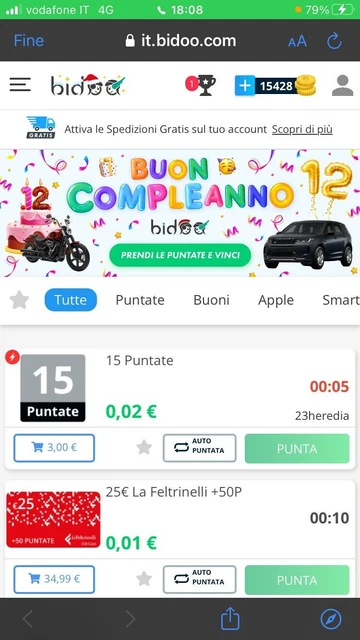 Account Bidoo 15500 puntate (in aumento)