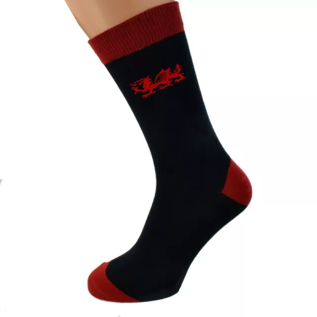 Wales Welsh Red Dragon Woven Design Mens Socks X6S004