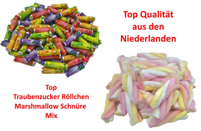 400 Teile Marshmallow Schnüre XL Traubenzucker Röllchen Wurfmaterial Top Mix