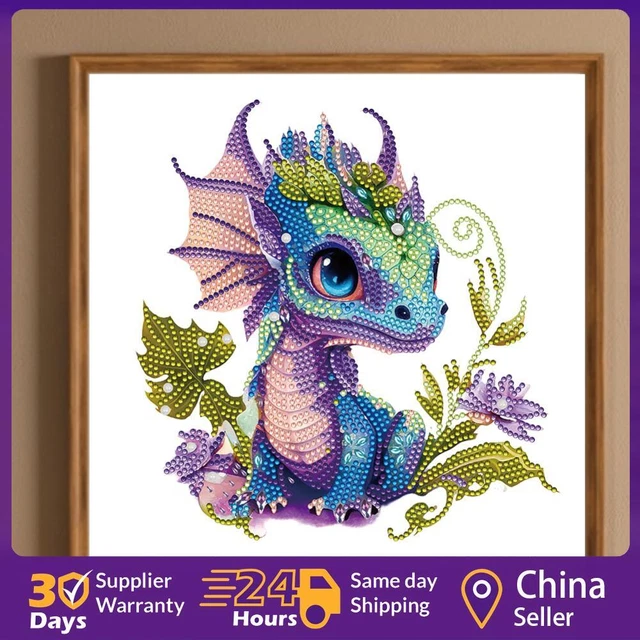5D DIY Partial Special Shaped Drill Diamond Painting Kit Dragon Decor 30x30cm ☘️