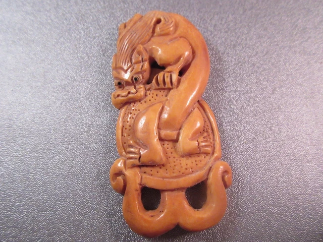 Carved Dragon Bead Pendant 1pc