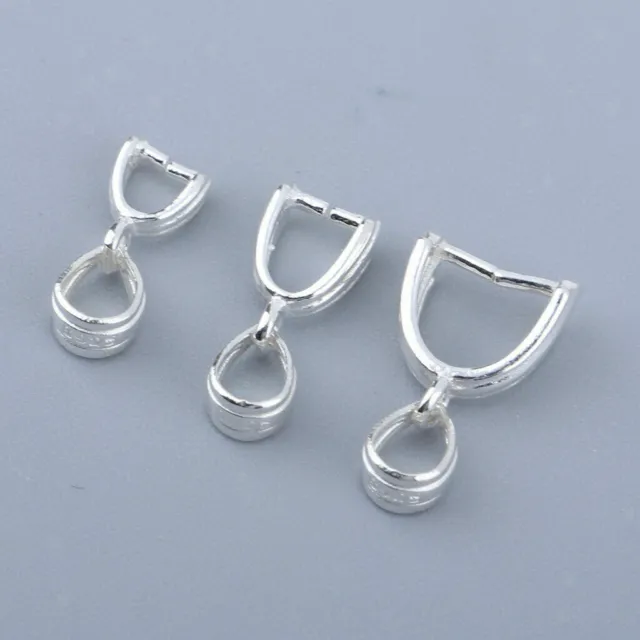 5Pcs 925 Sterling Silver Pinch Clip Bail Clasp Charm Pendant Connector DIY