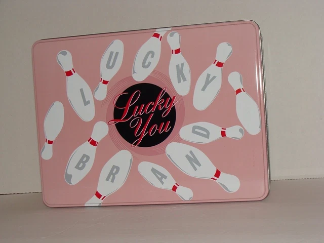 Lucky You Lucky Brand Empty Metal Tin Box Container Bowling Pins