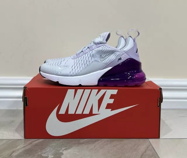 Nike Air Max 270 Pure Platinum Violet Frost Purple Shoes Runners GS Kids US 4Y ✅