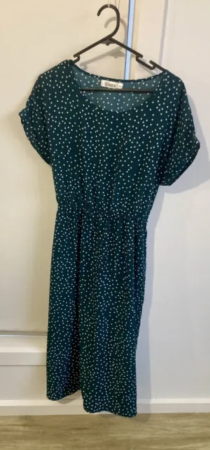 Green & White Polka Dot, St Frock Dress, Size 14