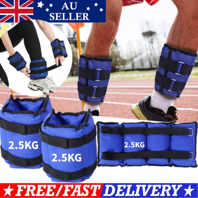 Wrist Ankle Weights 2x2.5Kg Pair Adjustable Strap Fitness Gym Yoga Training New