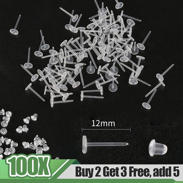 100 pz perni per orecchini in plastica invisibile antiallergia borchie in gomma conservazione gioielli