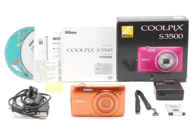 [Near MINT +++ in Box] Nikon COOLPIX S3500 Orange 20.1MP Digital Camera  JAPAN