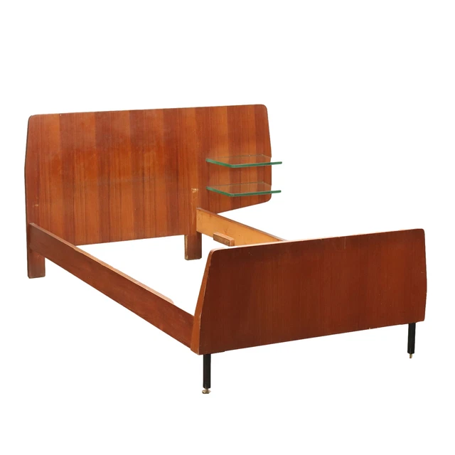 Letto Vintage Italia Anni 60 Impiallacciatura Mogano vetro Metallo Smaltato
