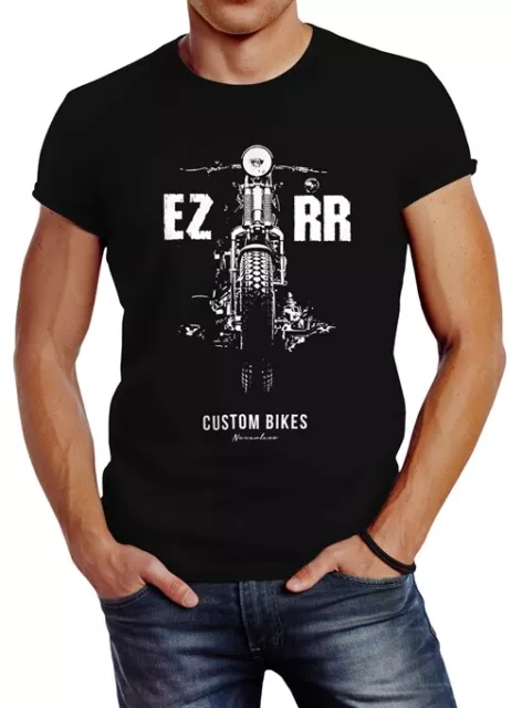 Herren T-Shirt Biker Motorrad Custom Bikes Motiv Slim Fit Neverless®