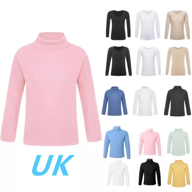 UK Kids Boys Girls Thermal Tops Long Sleeve T-Shirts Base Layer Shirt Warm Tops