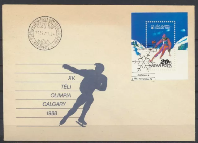 Sport figure skating Hungary letter motif winter sports block + special stamp skiing