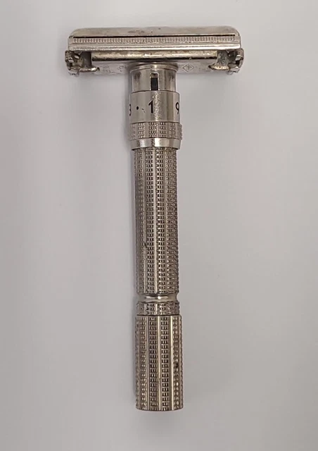 Vintage 1966 Gillette Slim Adjustable 1-9 DE TTO Safety Razor Date Code L-1