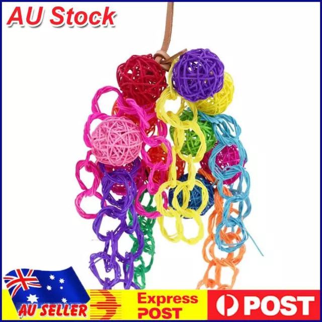 Pet Bird Toys Leather Rope Colorful Rattan Balls Strings Parrot Chew Toys