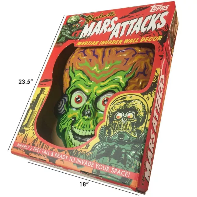 Topps x Ghoulsville MARS ATTACKS MARTIAN 24" WALL ART DECOR MASK Halloween print