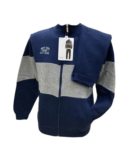 Tuta Uomo Invernale  Felpata Caldo Cotone Sport Maglia Full Zip Felpa Con Polsin
