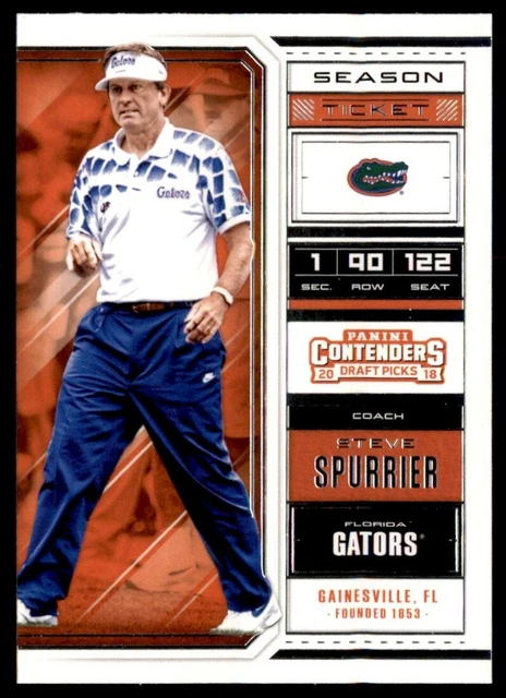2018 Panini Contenders Draft Picks Steve Spurrier Florida Gators #89