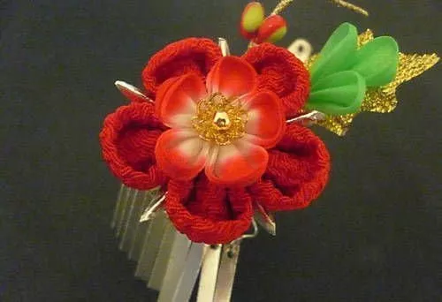 Japanese Hana Bira-Bira Tsumami Kanzashi Maiko Kimono Hair Ornament w/ Clip #104 2