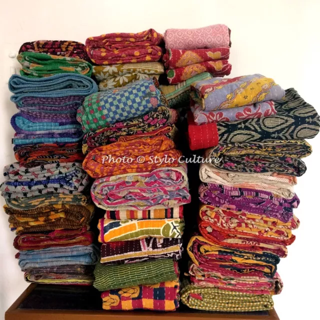 Vintage kantha Quilt Bedding Coverlet Indian Wholesale Lot Kantha Gudari Throw