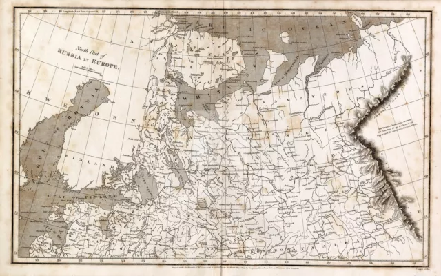 VINTAGE Map 1800s - North Part of Russia In Europe #G441