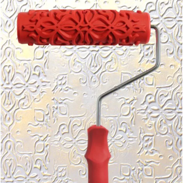 Flower Pattern 7 " Embossing Paint Roller Painting Brush Wall Decor Tools #3