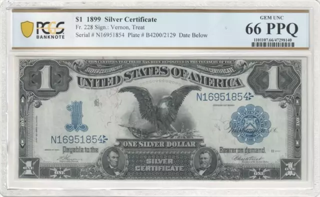 Fr. 228 1899 $1 Black Eagle Silver Certificate PCGS Gem UNC 66 PPQ