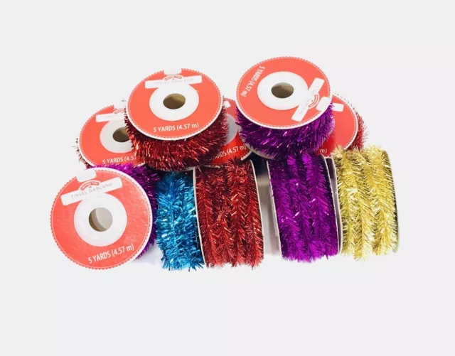 Holiday Time Christmas Mini Tinsel Garland Bright Colors