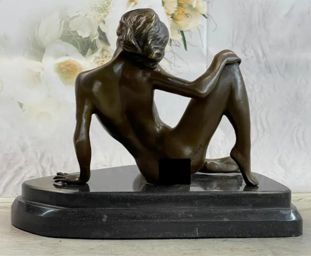 Bronze Erotic Sculpture Nude Art Statue Signed Deco Marble Figurine Gift Figure