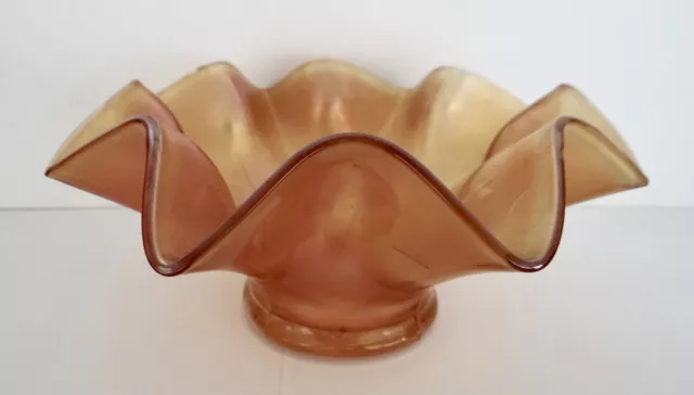 Vintage 7” Fenton Orange Marigold Carnival Glass Smooth Ruffle Top Dish Bowl VGC