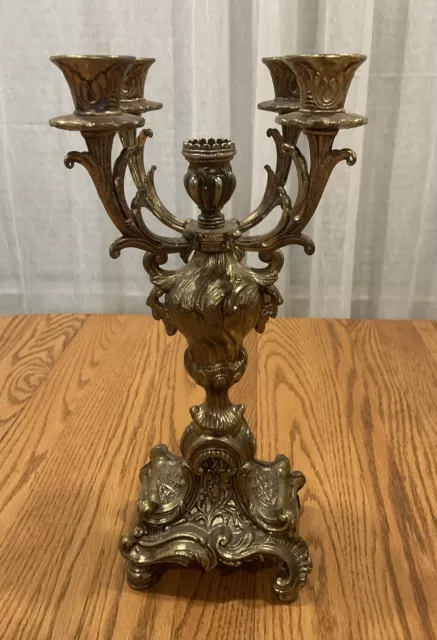 Vtg Antique Brass Italian Brevettato Baroque Candelabra 5 Candle Holder 15"