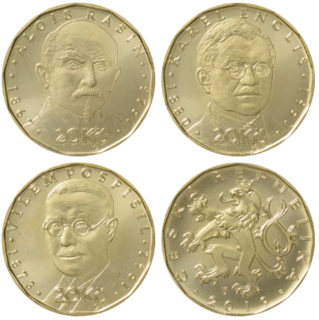 20 Korun Czech Republic UNC 2019 SET OF 3 COMMEMORATIVE COINS, RARE, KM #186-188
