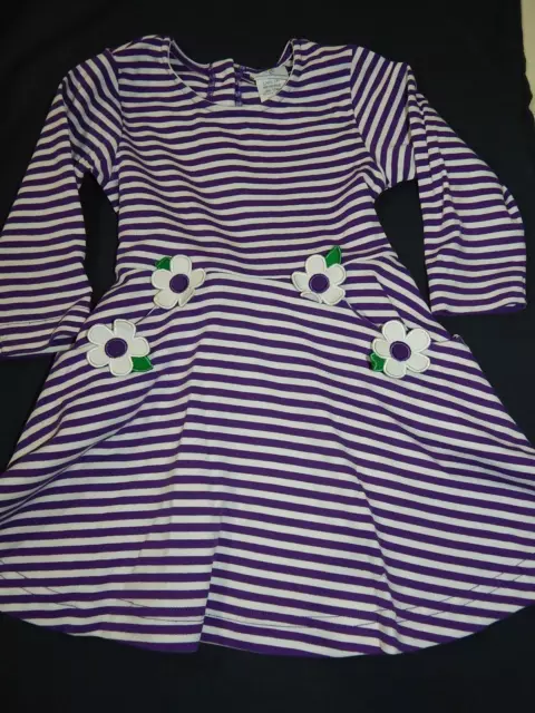 Florence Eiseman Girls 2T Purple Striped Daisy Dress with back tie