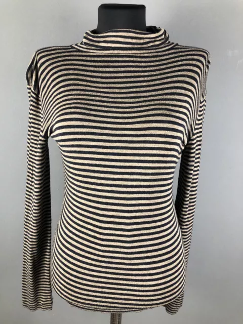 Armani Collezioni Womens Blouse Top Long Sleeve Pullover Italy Striped Size 6
