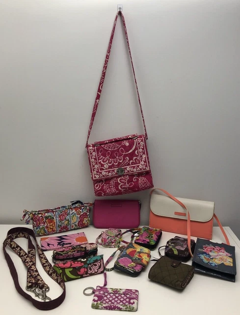 Lot of 15 Vera Bradley ~Purses~Wallets~Eyeglass~Cosmetic ~Used W/Flaws