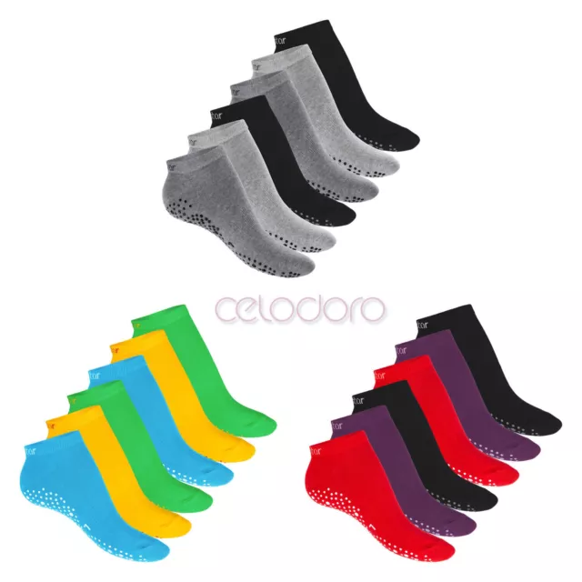 Celodoro Damen Pilates & Yoga Sneaker Socken (6 Paar), Kurze Sportsocken mit ABS