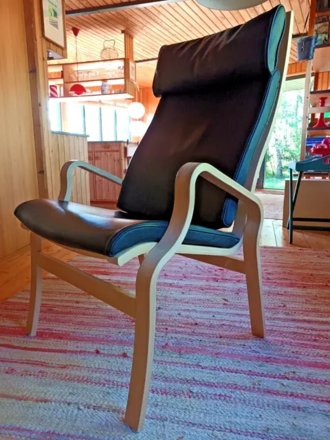 Chair Vintage Leather Relaxing Finn Ostergaard Skipper Easy Danish 49