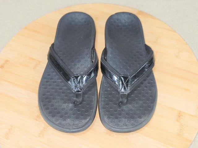 VIONIC Tide II Women's Size 7 Toe Post Sandals Black Orthodic Thong Flip Flops